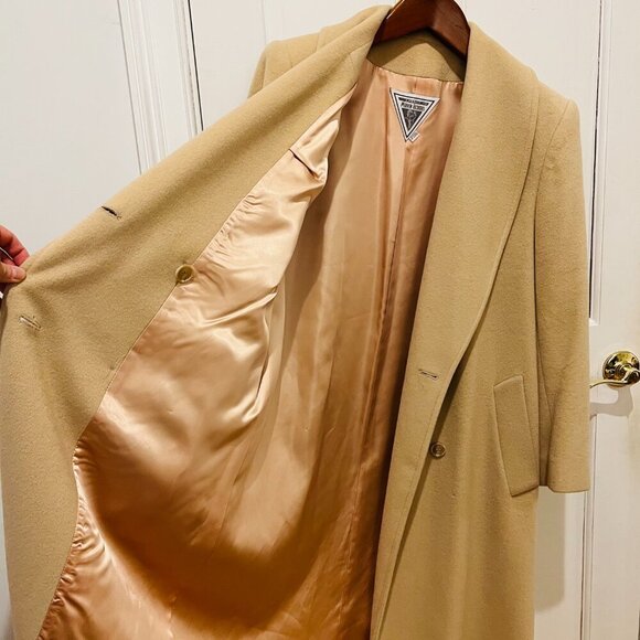 Vintage Cashmere Long Marvin Richards Over Coat Jacket Size Large - Picture 14 of 16